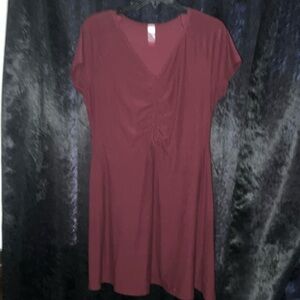 No Boundaries Red Asymmetrical Cap Sleeve Tunic